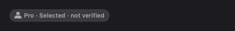 PlanPill: Selected, not verified (dark)