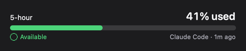QuotaProgress: Available · 41% (dark)