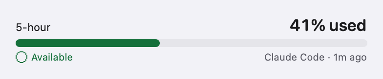 QuotaProgress: Available · 41% (light)