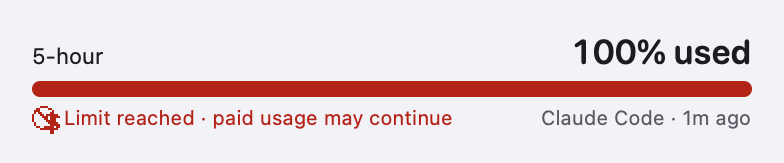 QuotaProgress: Limit reached, paid usage evidenced (light)
