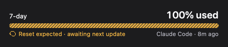 QuotaProgress: Reset time passed, no fresh reading yet (dark)