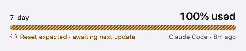 QuotaProgress: Reset time passed, no fresh reading yet (light)