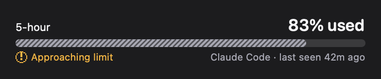 QuotaProgress: Stale: last reading 42 minutes ago (dark)